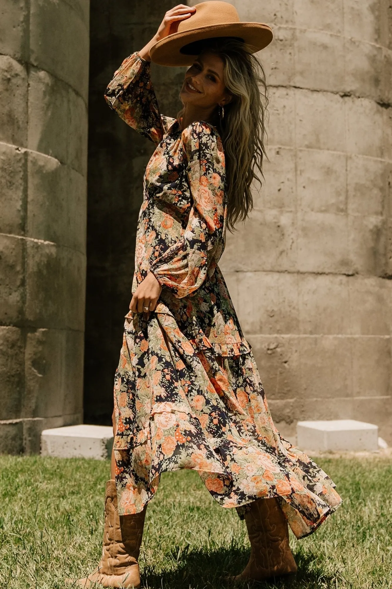 Baltic Born Bowman Deep V Maxi Dress | Navy Floral