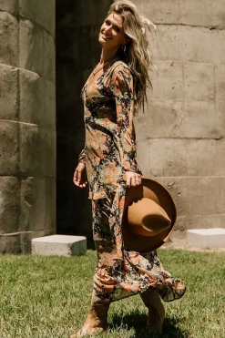 Baltic Born Bowman Deep V Maxi Dress | Navy Floral
