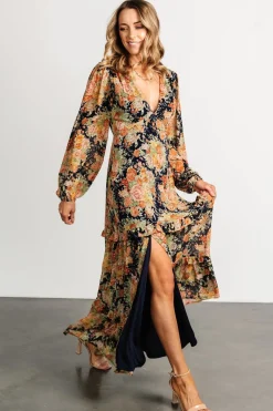 Baltic Born Bowman Deep V Maxi Dress | Navy Floral