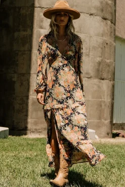 Baltic Born Bowman Deep V Maxi Dress | Navy Floral