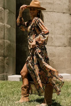 Baltic Born Bowman Deep V Maxi Dress | Navy Floral
