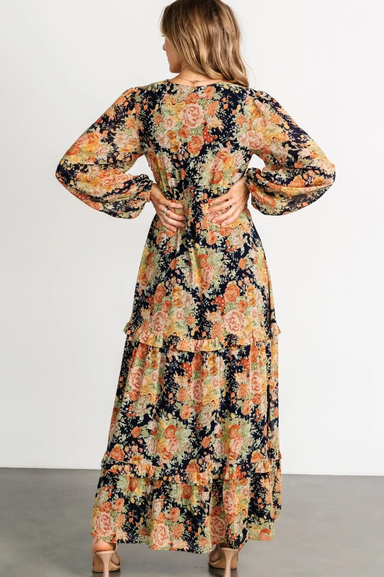 Baltic Born Bowman Deep V Maxi Dress | Navy Floral