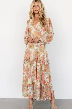 Baltic Born Bowman Deep V Maxi Dress | Cream Multi Floral