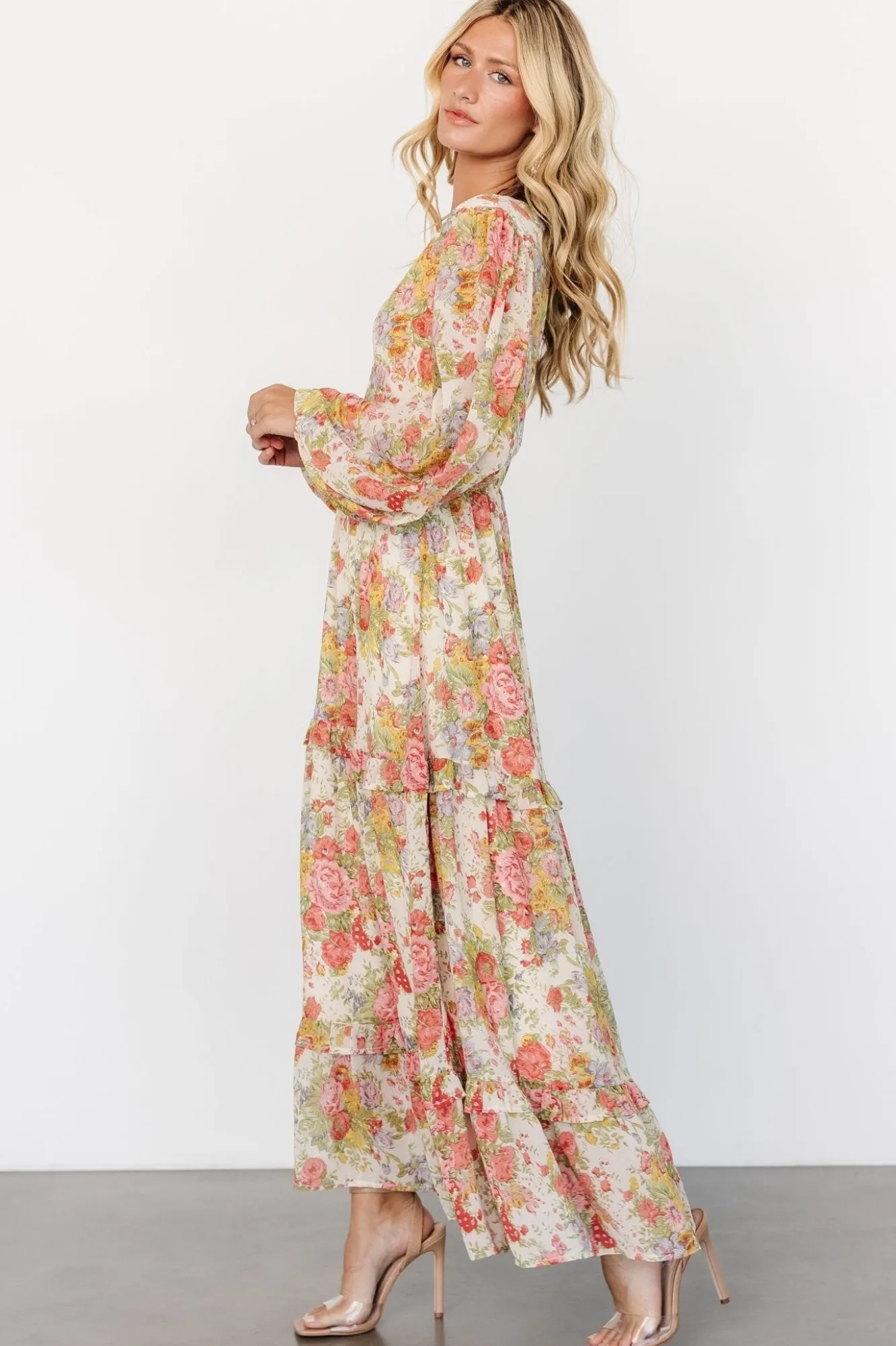 Baltic Born Bowman Deep V Maxi Dress | Cream Multi Floral