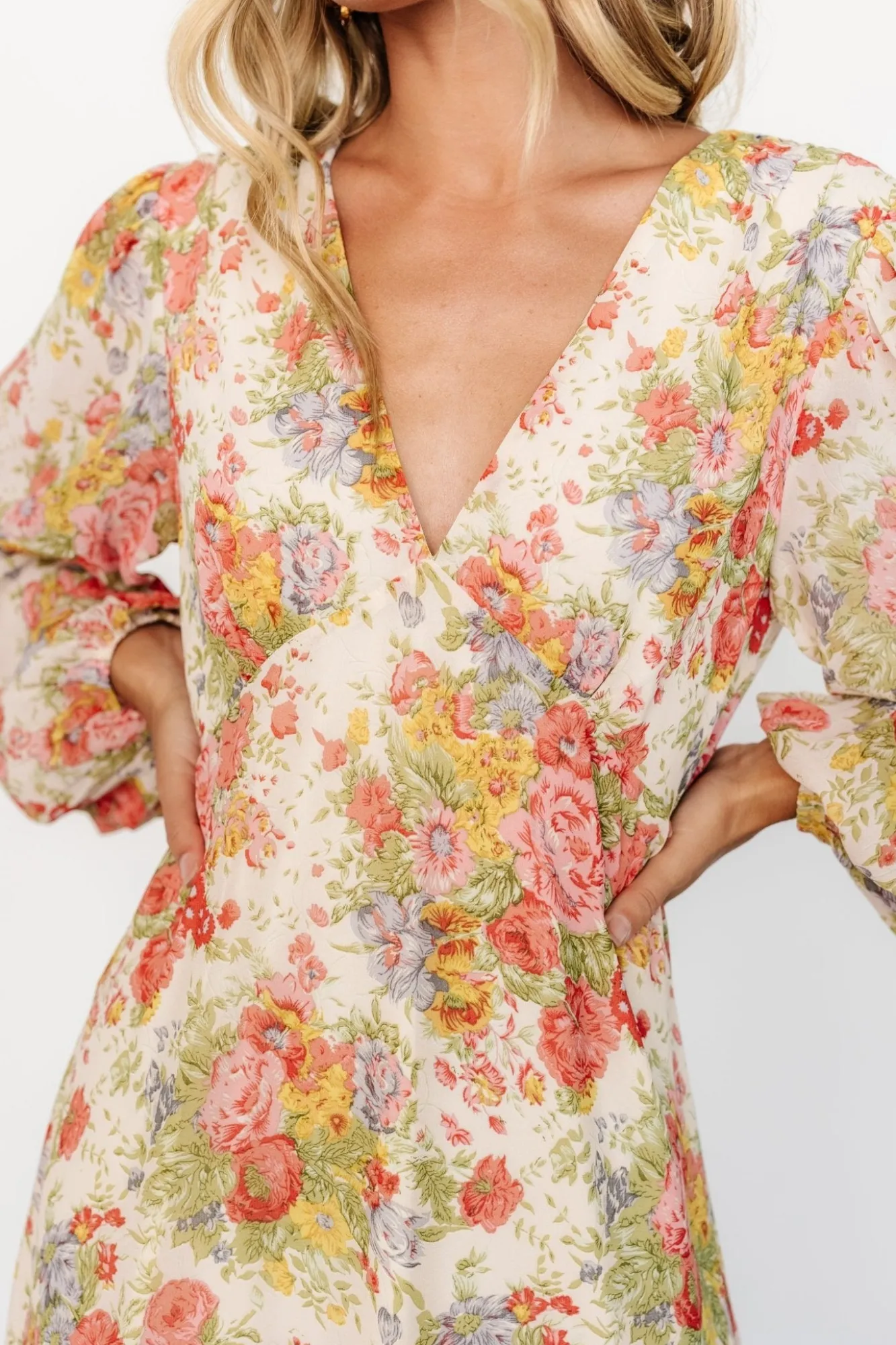 Baltic Born Bowman Deep V Maxi Dress | Cream Multi Floral