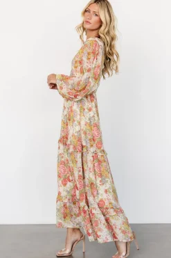 Baltic Born Bowman Deep V Maxi Dress | Cream Multi Floral