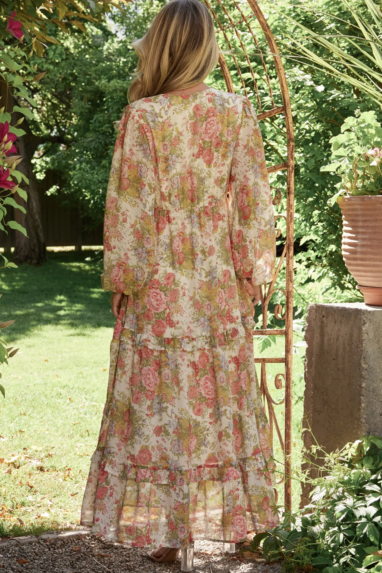 Baltic Born Bowman Deep V Maxi Dress | Cream Multi Floral