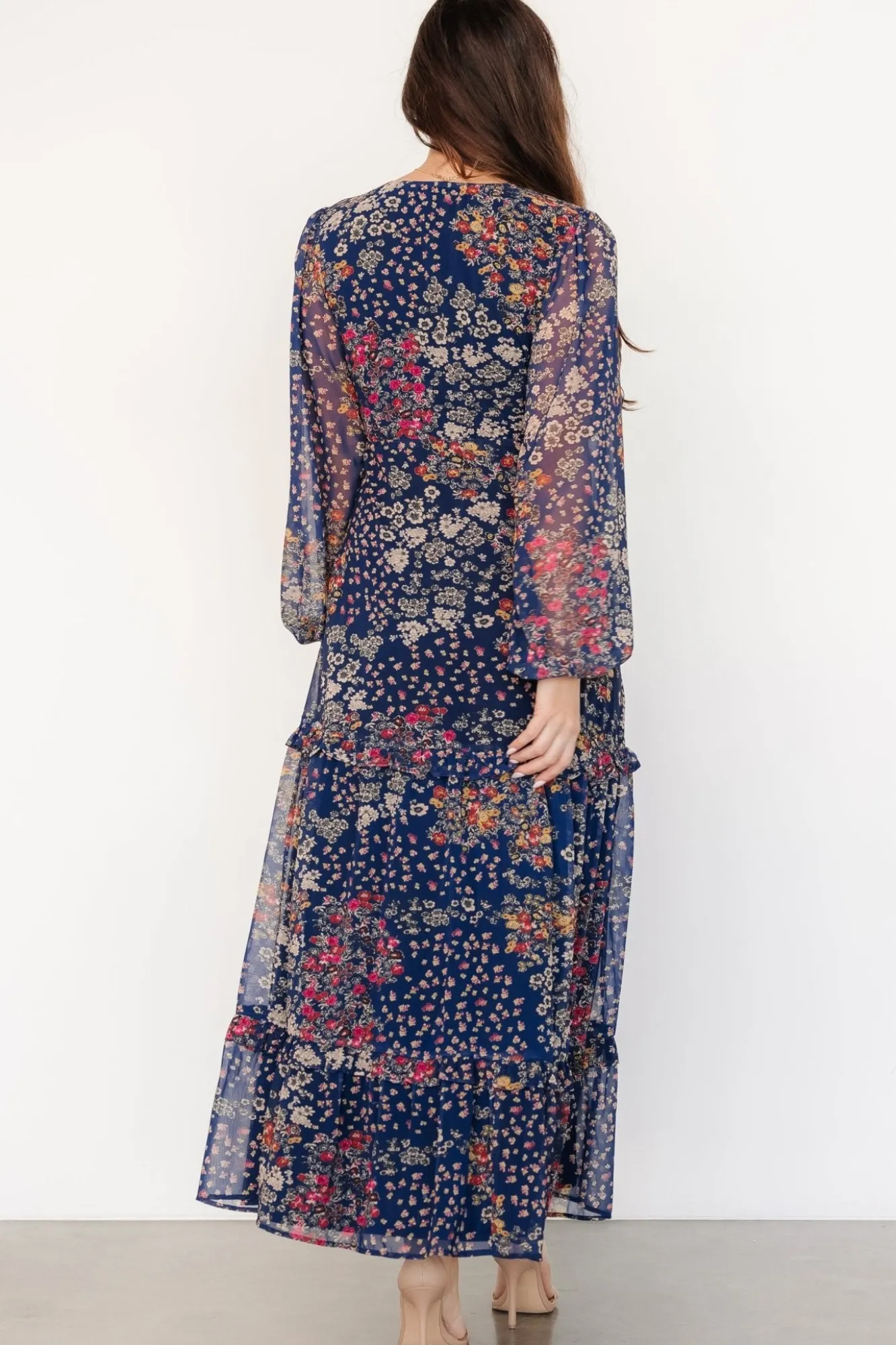 Baltic Born Bowman Deep V Maxi Dress | Dark Blue Multi