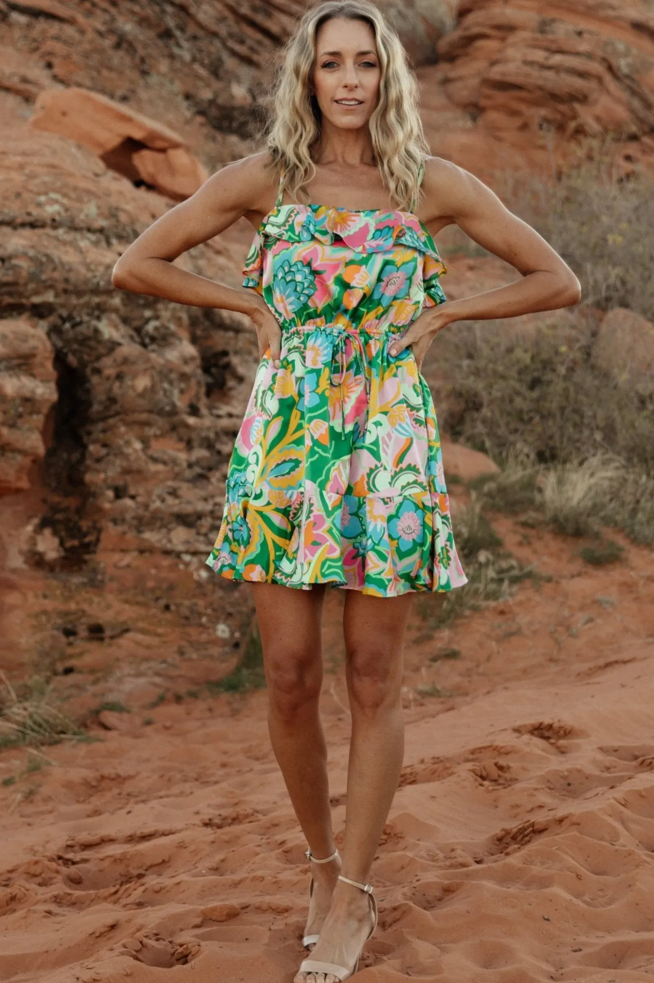 Baltic Born Braiden Short Dress | Green Multi Floral