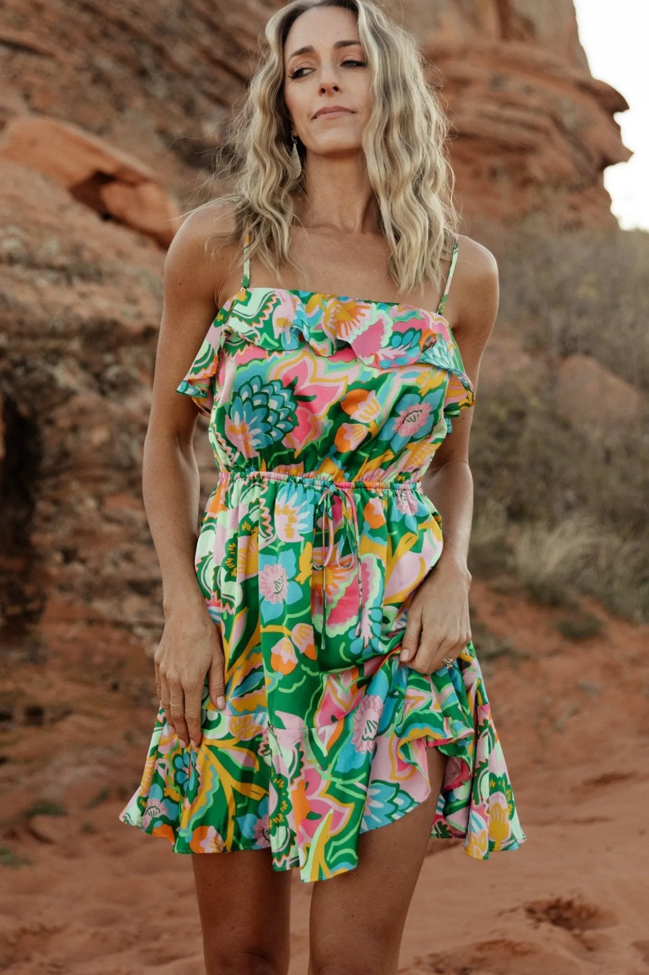 Baltic Born Braiden Short Dress | Green Multi Floral