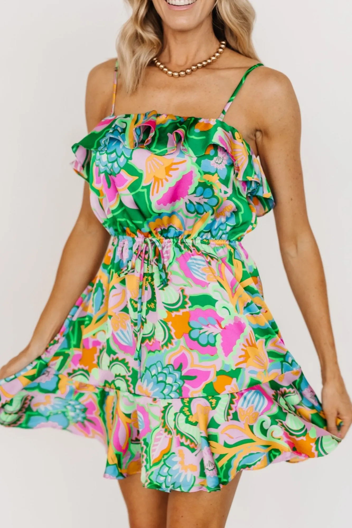 Baltic Born Braiden Short Dress | Green Multi Floral