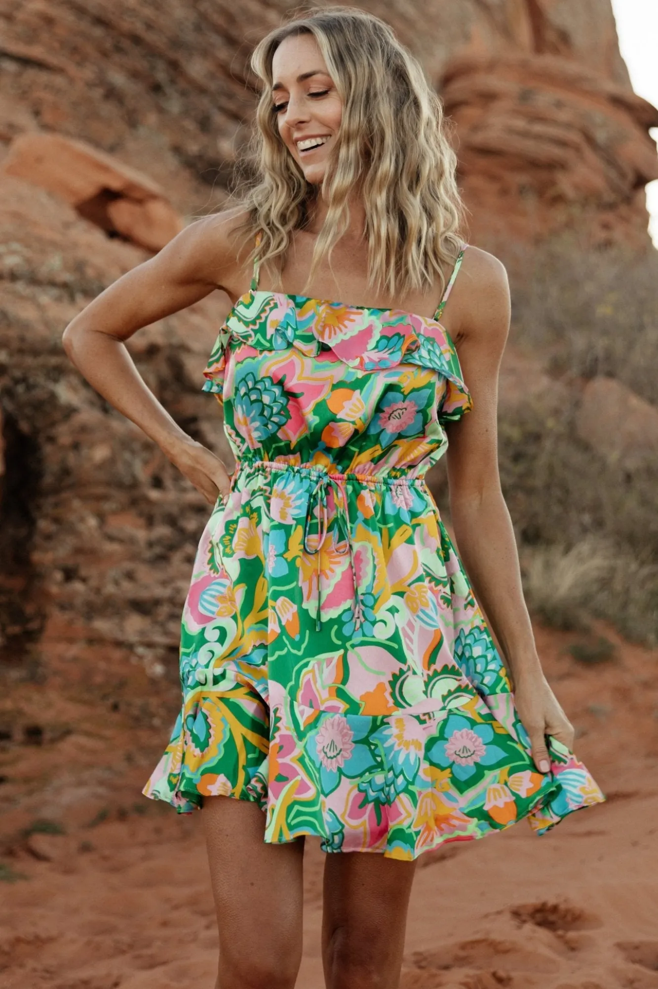 Baltic Born Braiden Short Dress | Green Multi Floral