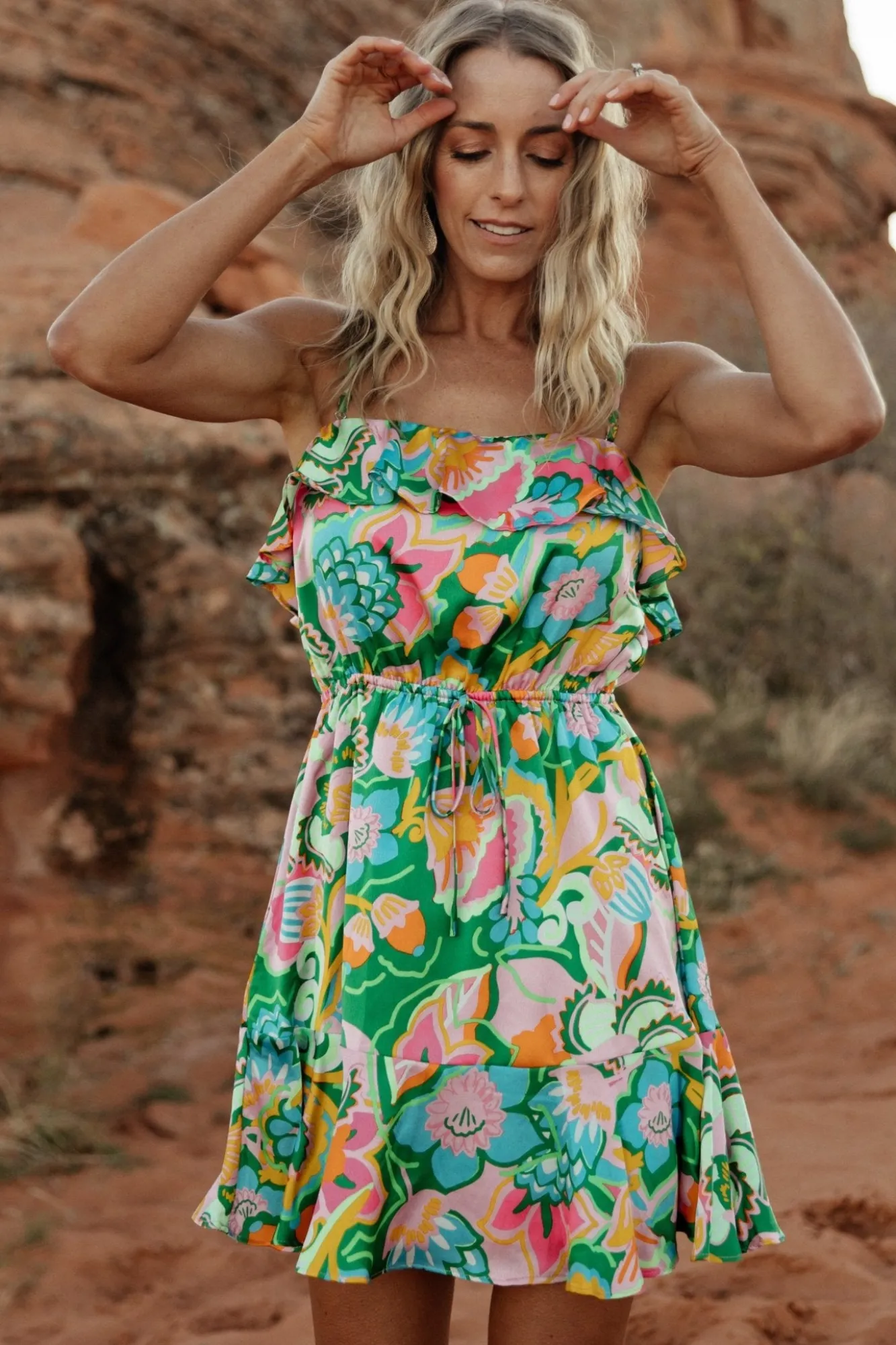 Baltic Born Braiden Short Dress | Green Multi Floral
