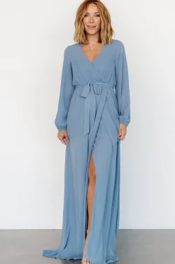 Baltic Born Breanne Faux Wrap Maxi Dress | Slate Blue