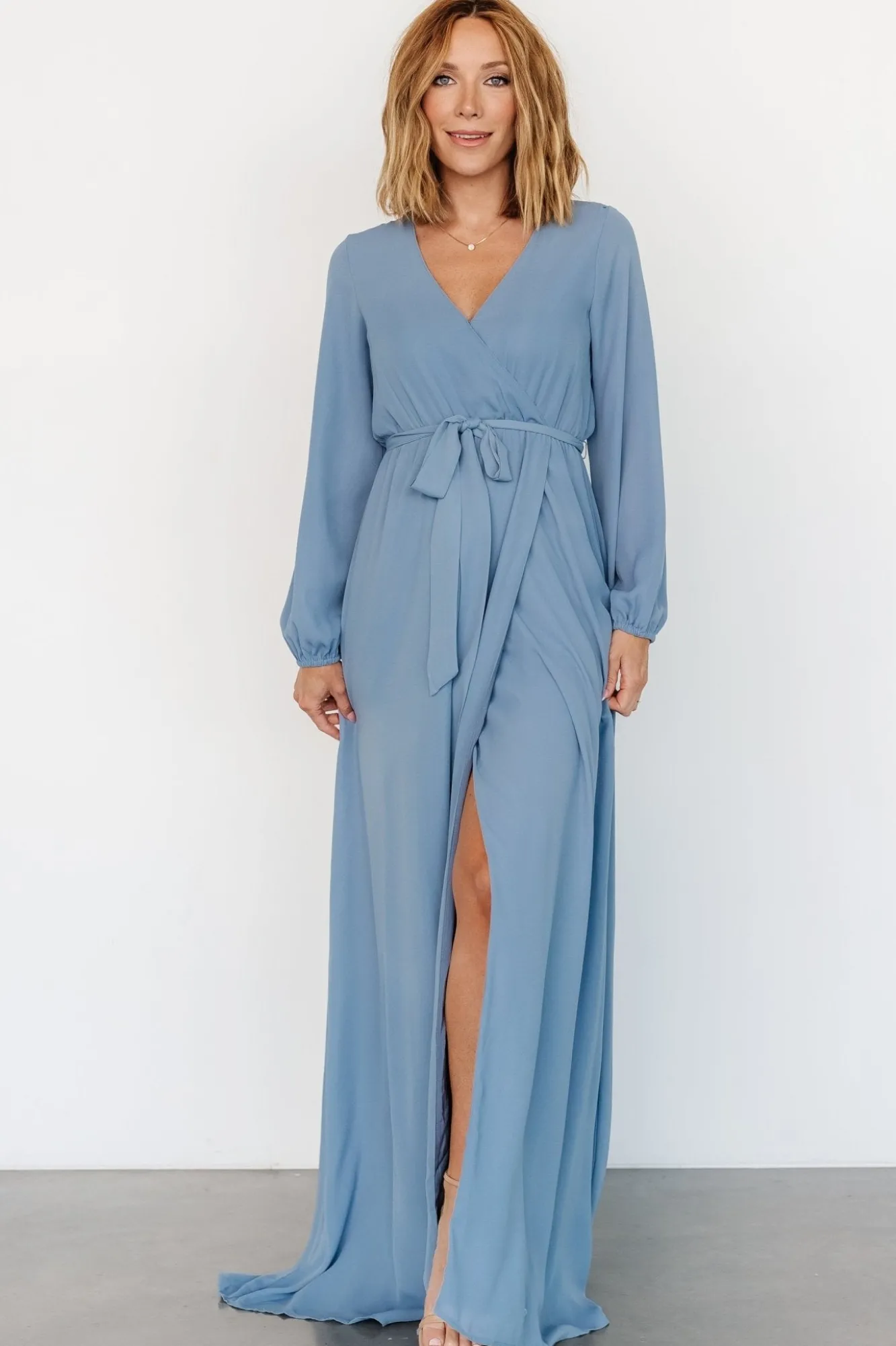 Baltic Born Breanne Faux Wrap Maxi Dress | Slate Blue
