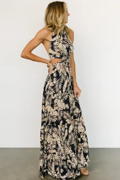 Baltic Born Brett Halter Maxi Dress | Navy Print