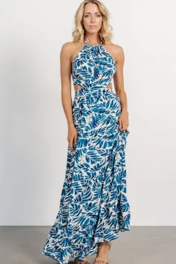 Baltic Born Brett Halter Maxi Dress | Cobalt Print