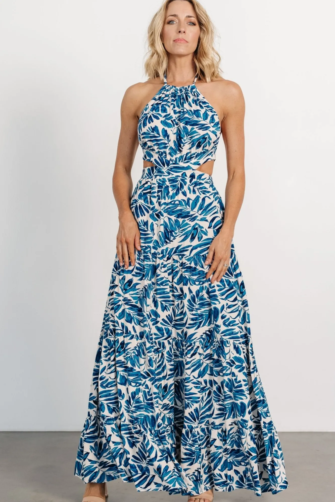 Baltic Born Brett Halter Maxi Dress | Cobalt Print