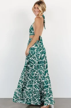 Baltic Born Brett Halter Maxi Dress | Palm Green Print