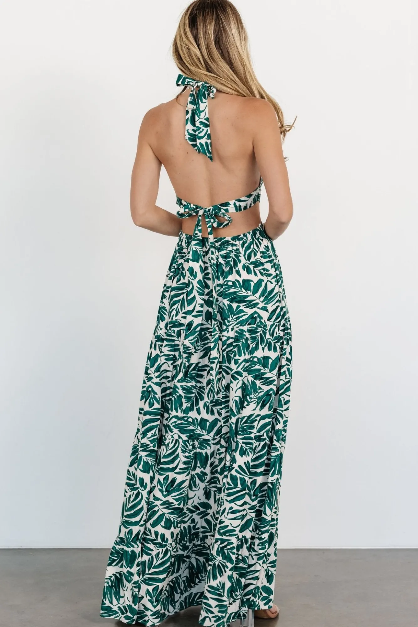 Baltic Born Brett Halter Maxi Dress | Palm Green Print