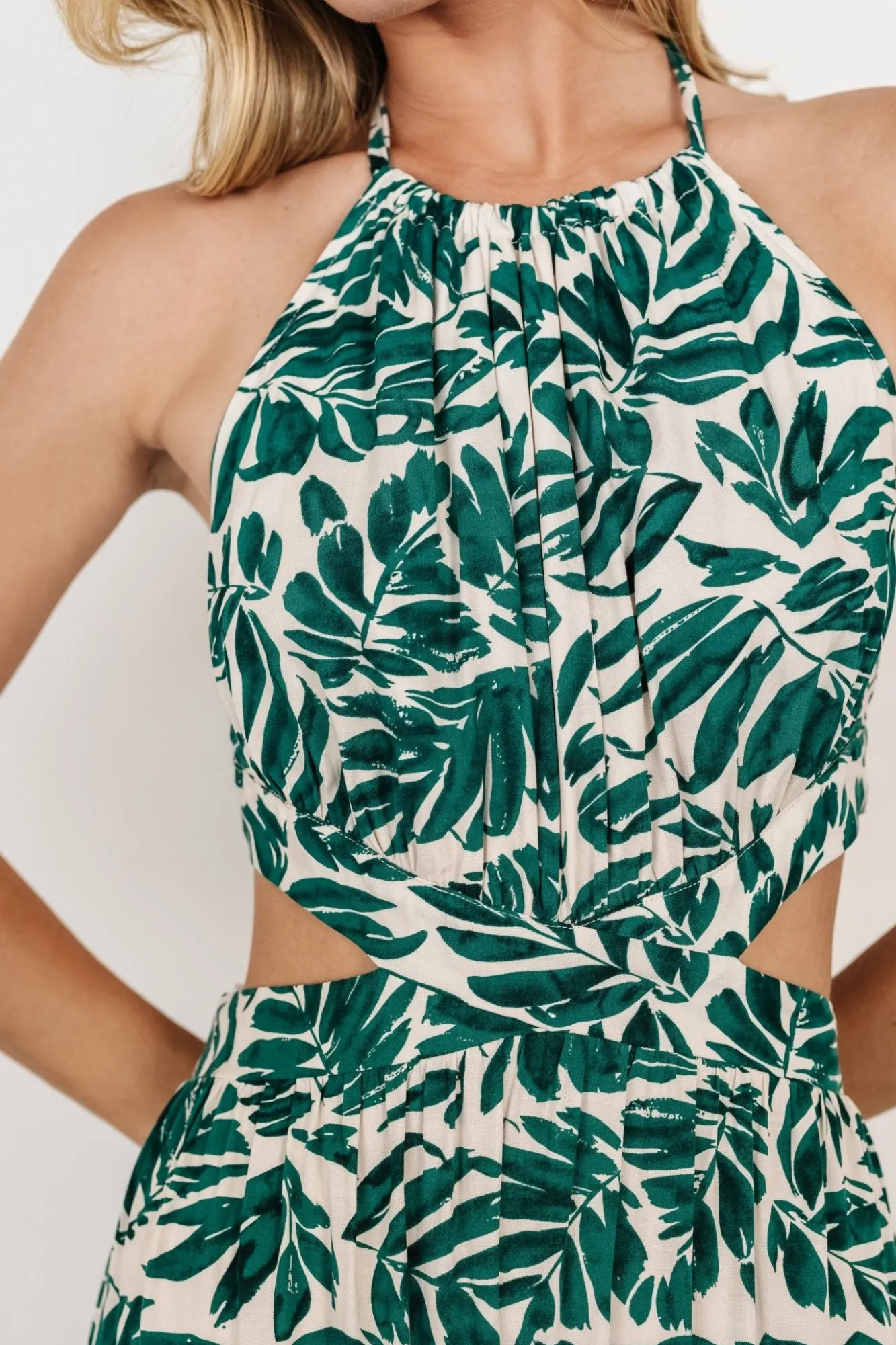 Baltic Born Brett Halter Maxi Dress | Palm Green Print