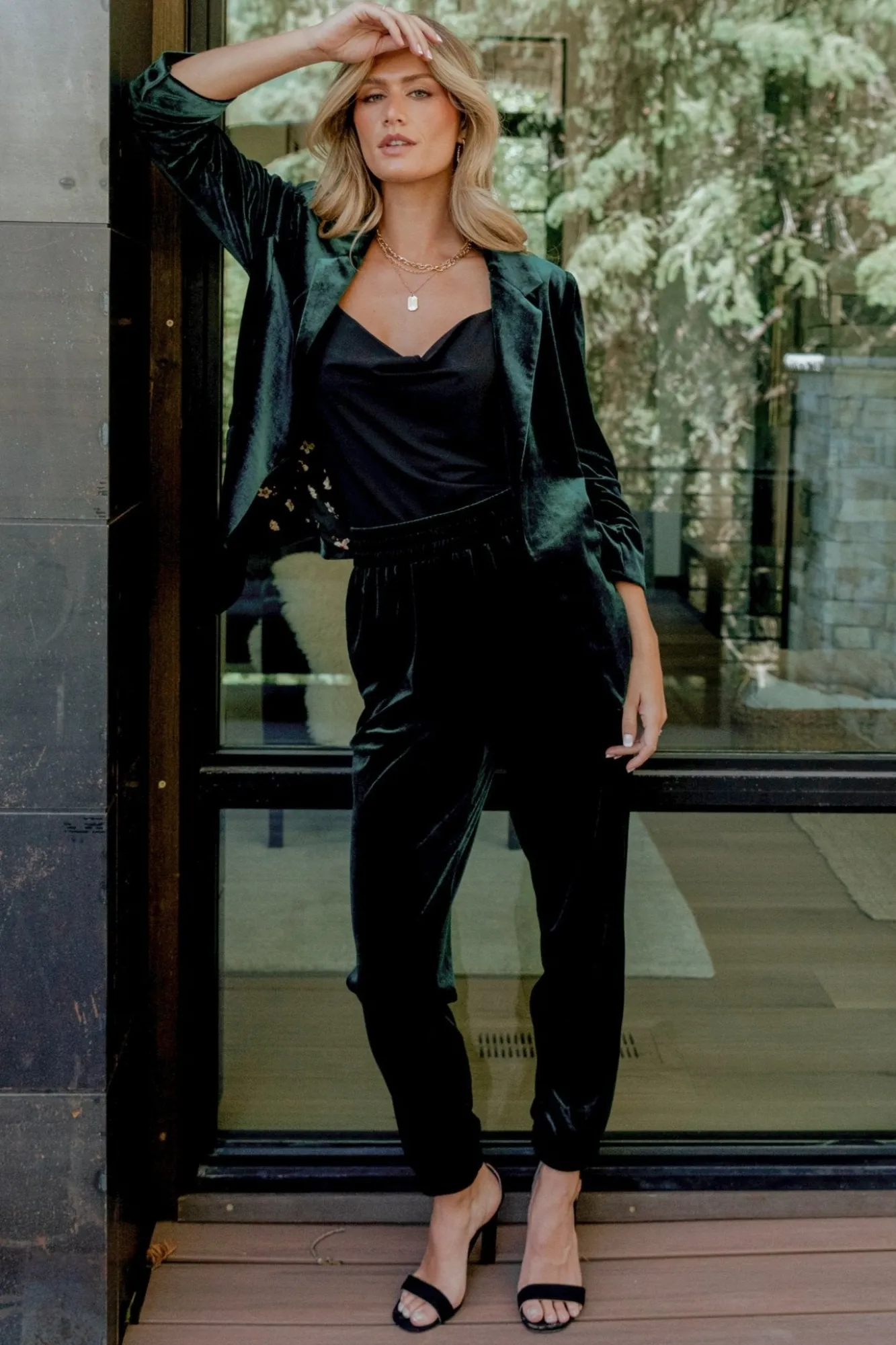 Baltic Born Brinton Velvet Blazer | Dark Green