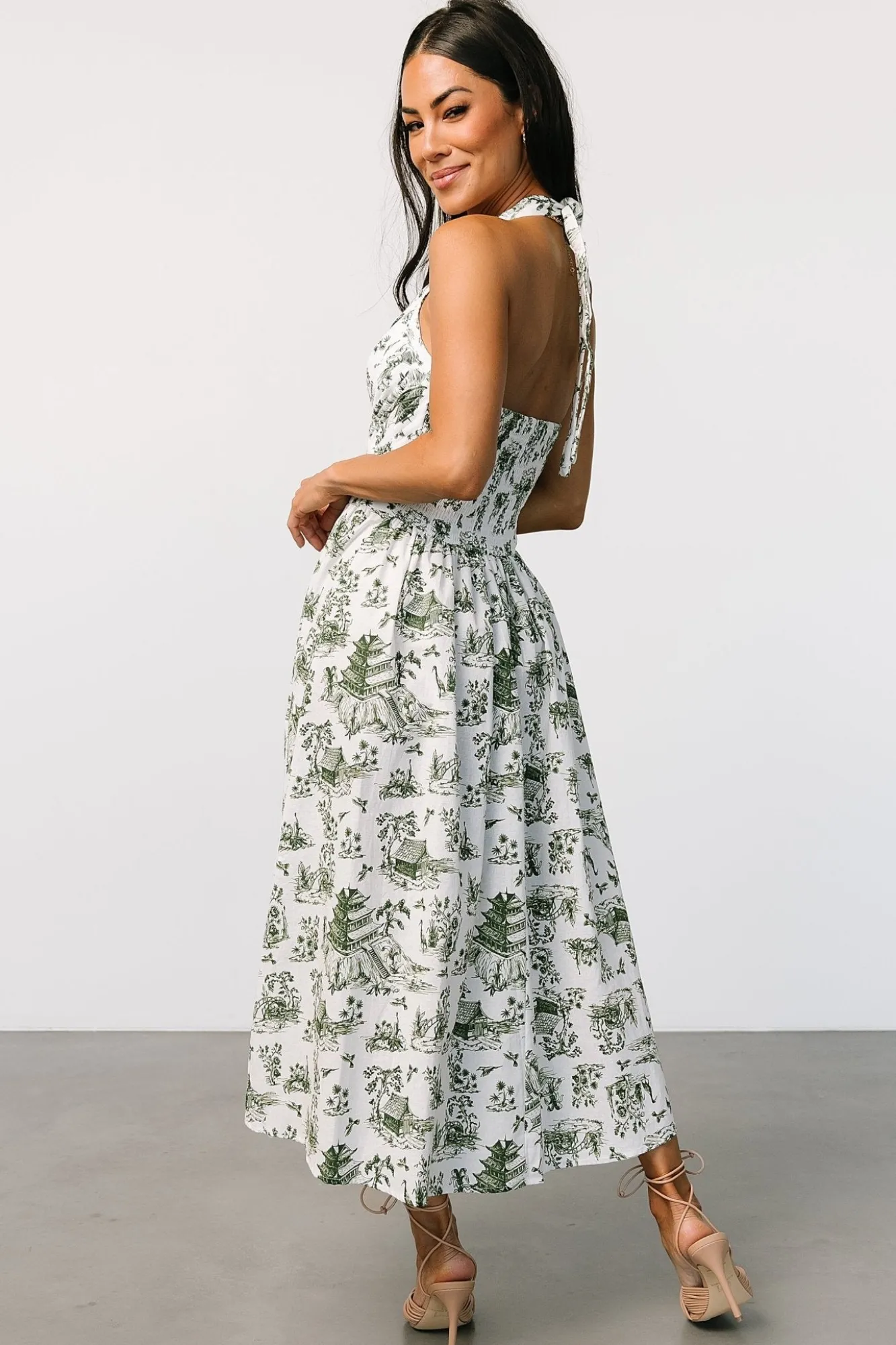 Baltic Born Bristol Halter Midi Dress | Green Print