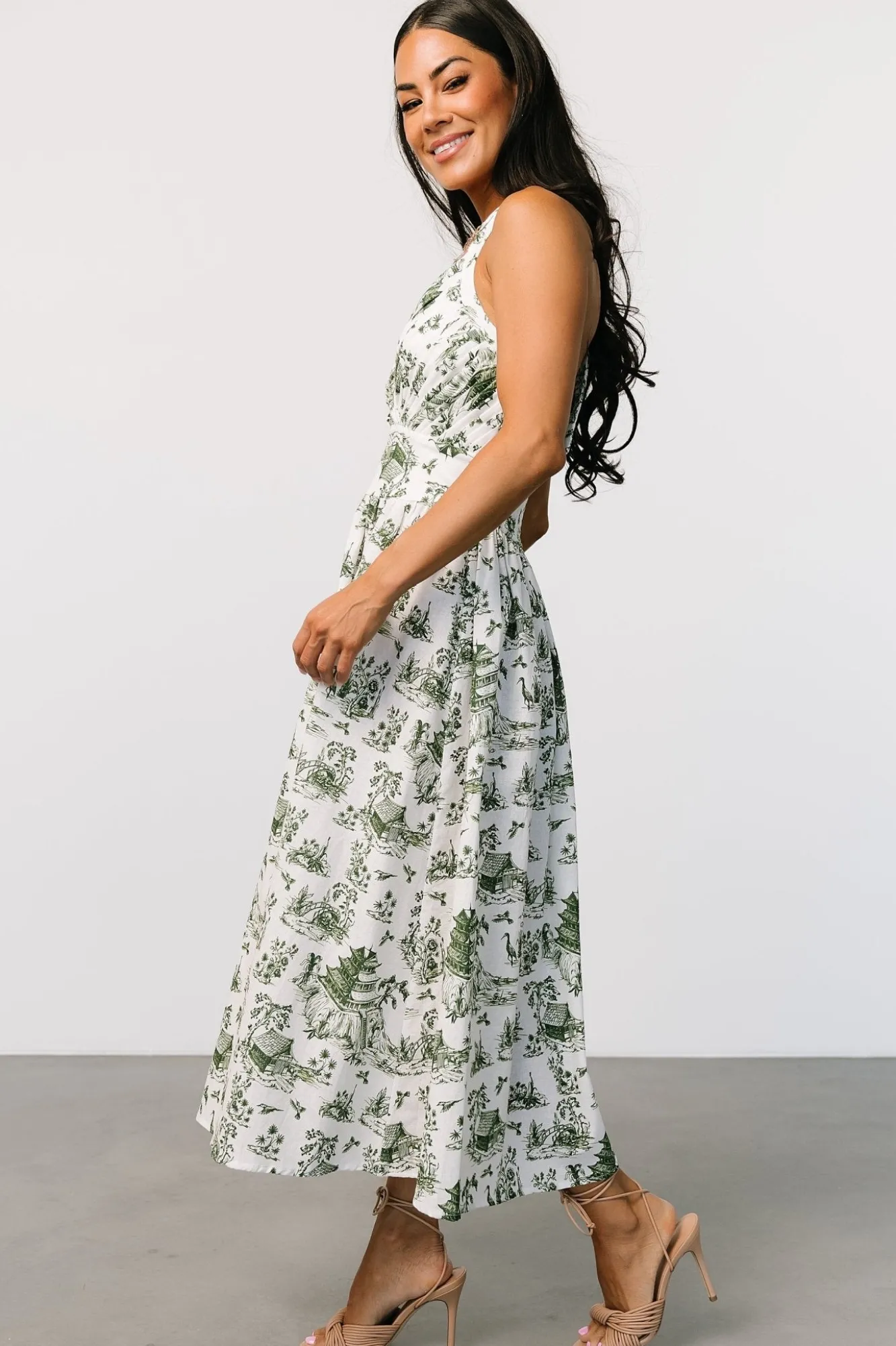 Baltic Born Bristol Halter Midi Dress | Green Print