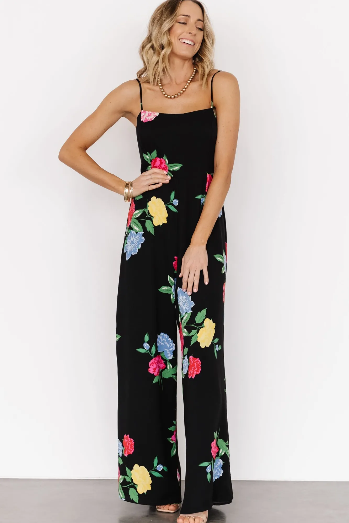 Baltic Born Brooklyn Wide Leg Jumpsuit | Black Floral