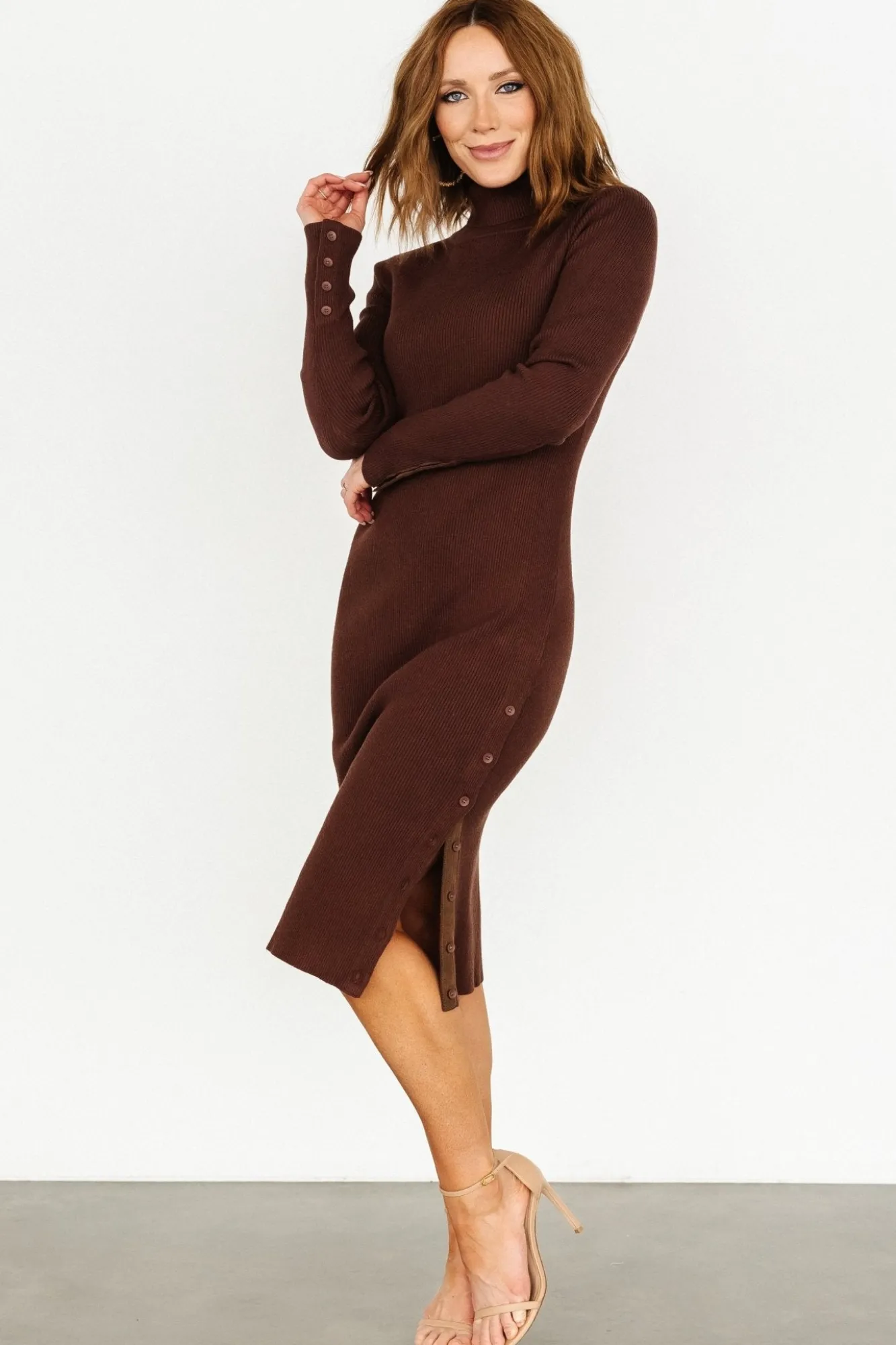 Baltic Born Caldwell Ribbed Turtleneck Midi Dress |