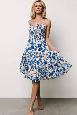 Baltic Born Calina Midi Dress | Ivory + Blue Floral