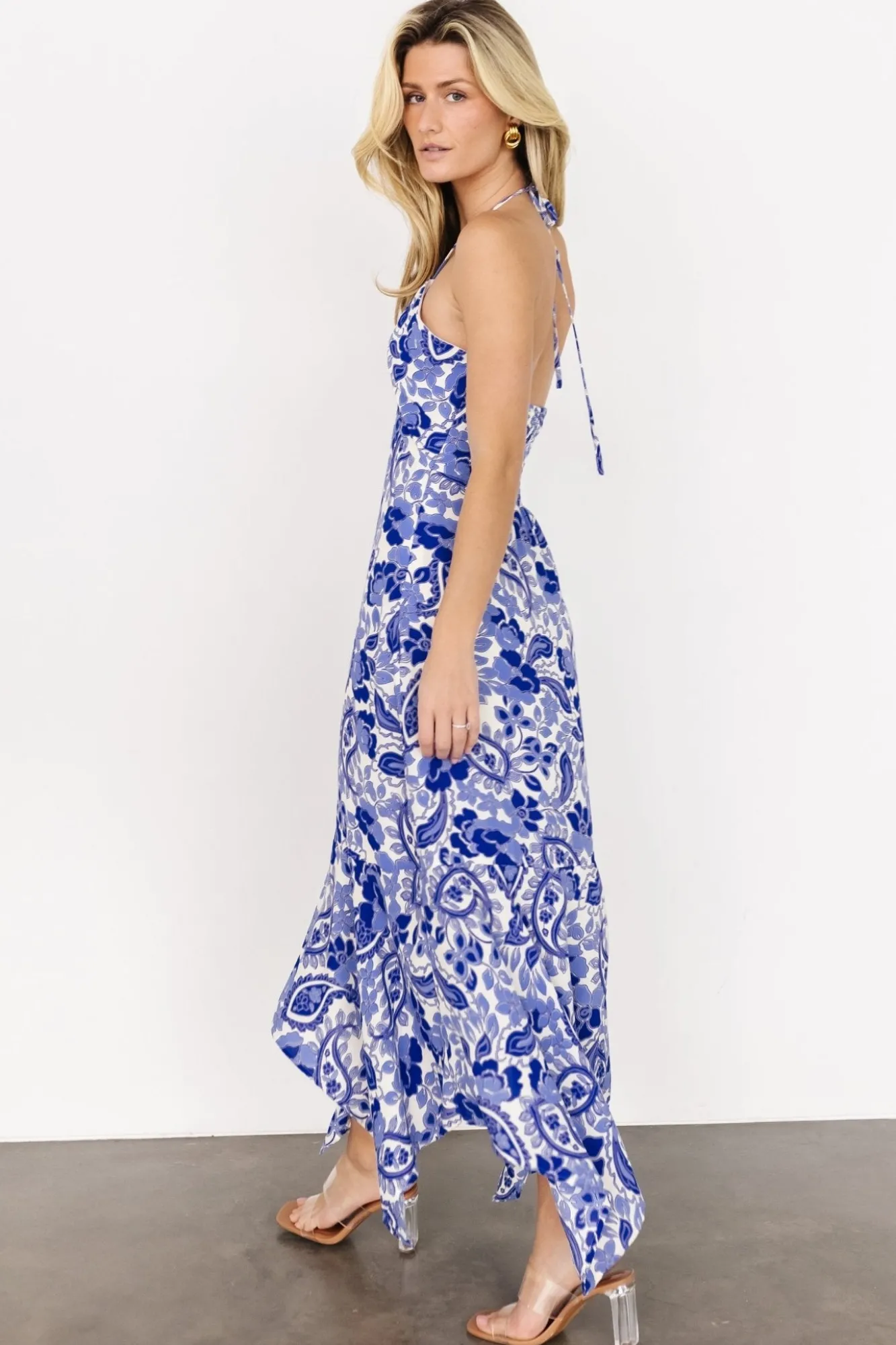 Baltic Born Camila Halter Maxi Dress | Blue + Ivory