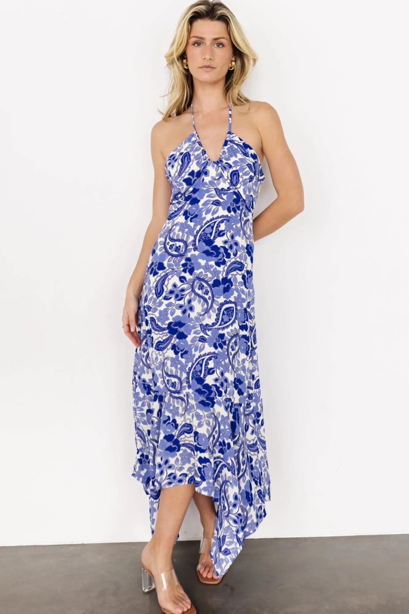 Baltic Born Camila Halter Maxi Dress | Blue + Ivory
