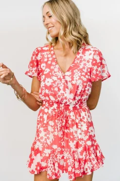 Baltic Born Candy Romper | Coral + White Floral