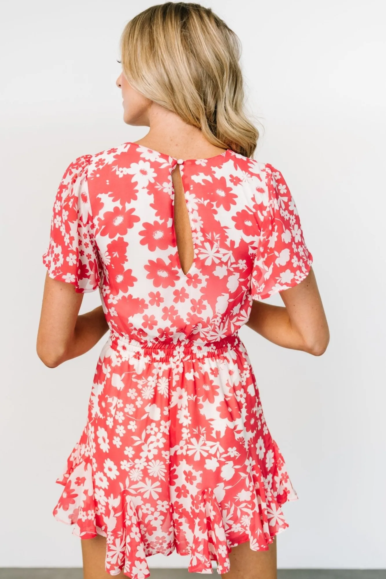 Baltic Born Candy Romper | Coral + White Floral