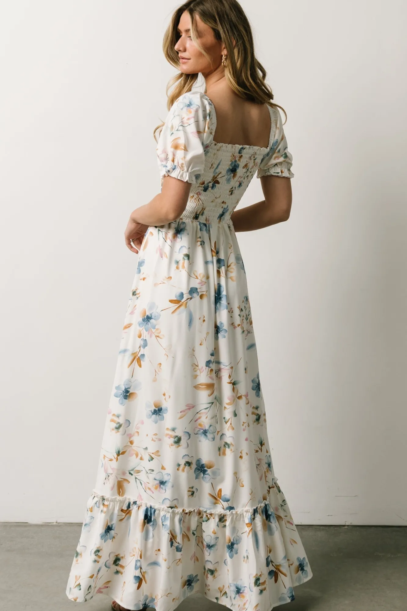 Baltic Born Capri Smocked Maxi Dress | White Multi Print