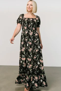 Baltic Born Capri Smocked Maxi Dress | Black Garden Floral