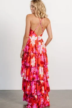 Baltic Born Capriana Tiered Maxi Dress | Red Multi