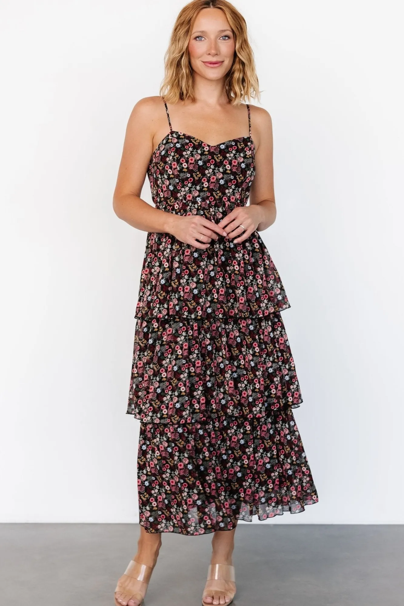 Baltic Born Caprice Tiered Dress | Black Floral