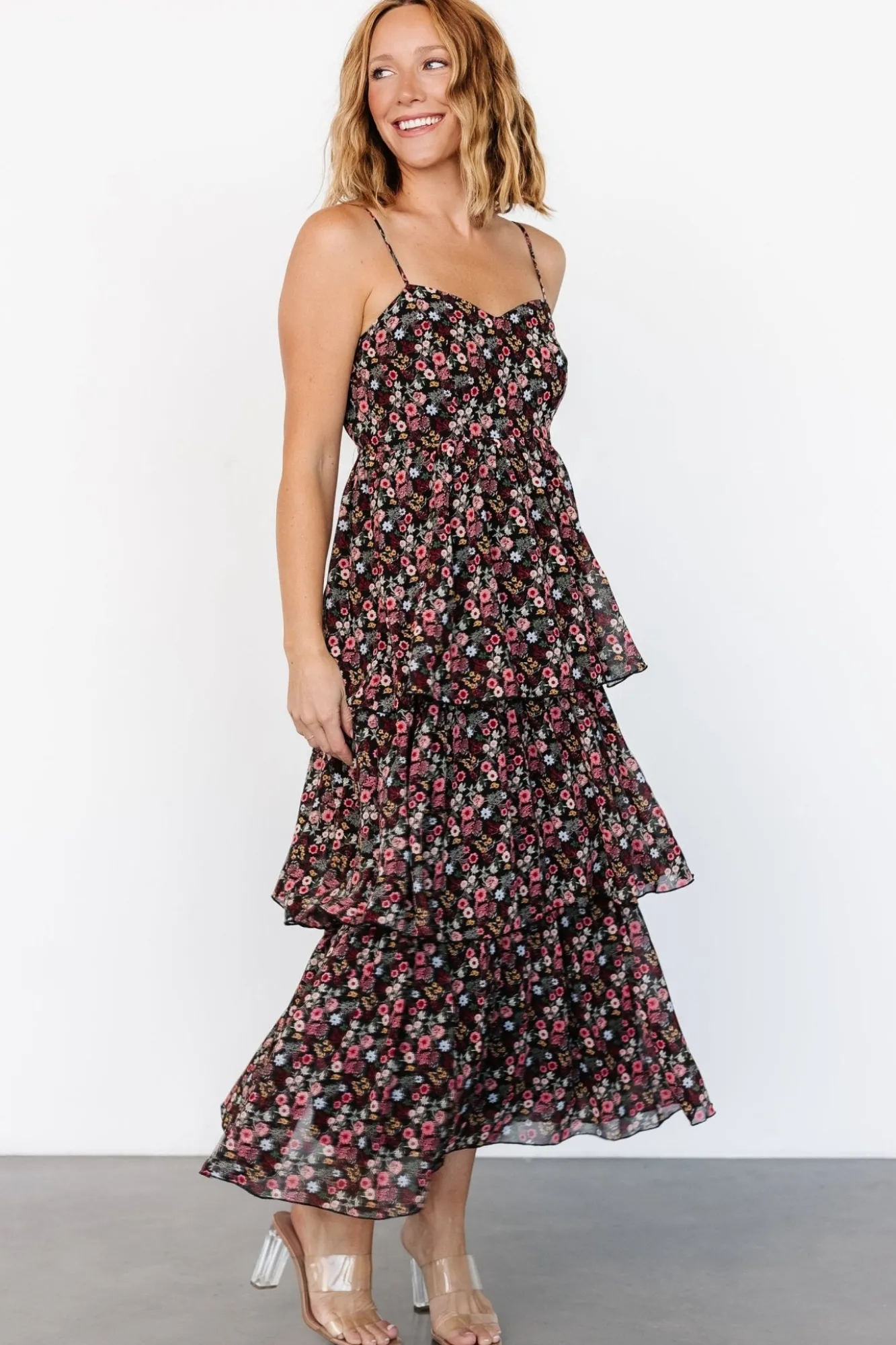 Baltic Born Caprice Tiered Dress | Black Floral