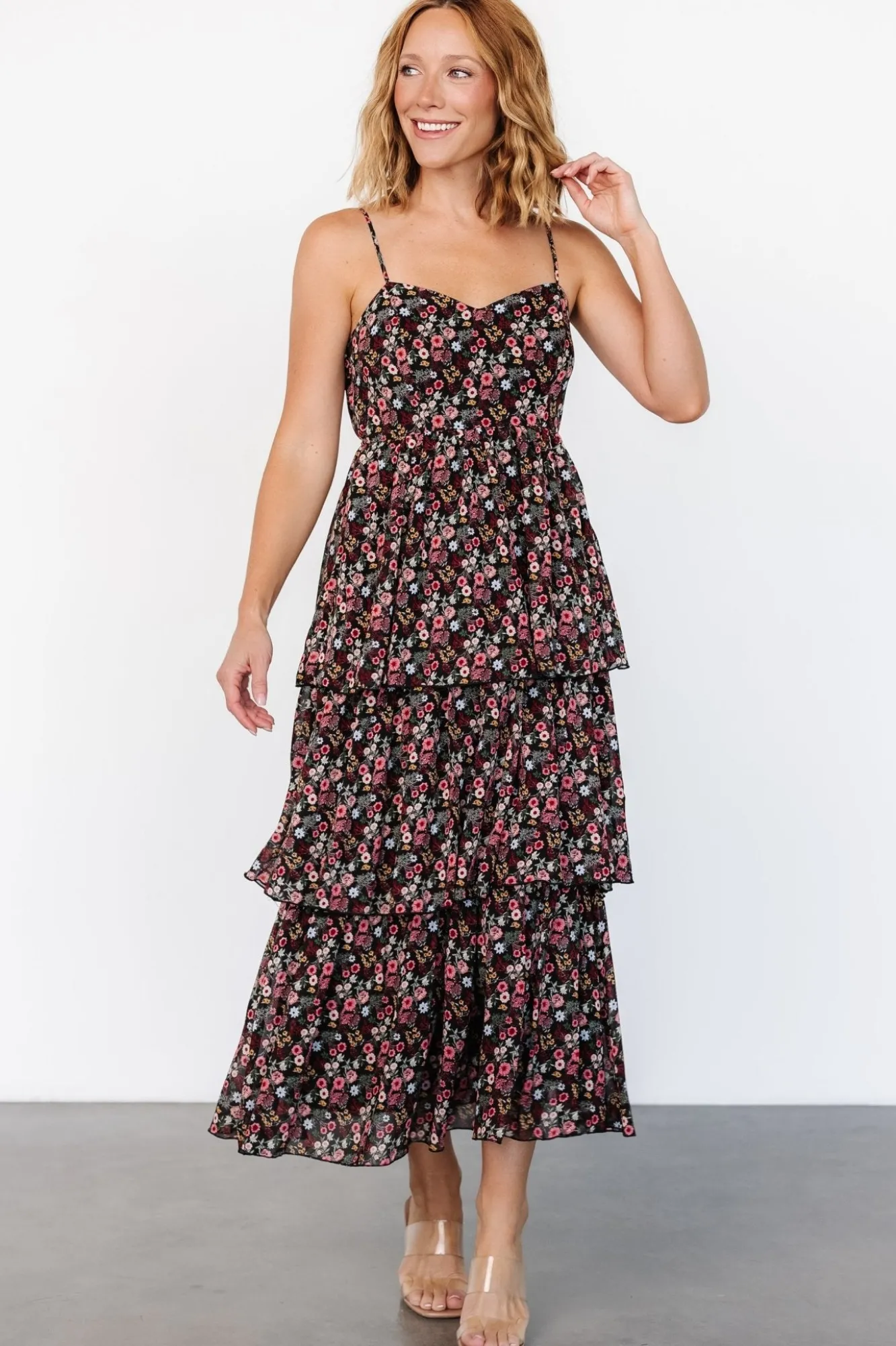 Baltic Born Caprice Tiered Dress | Black Floral