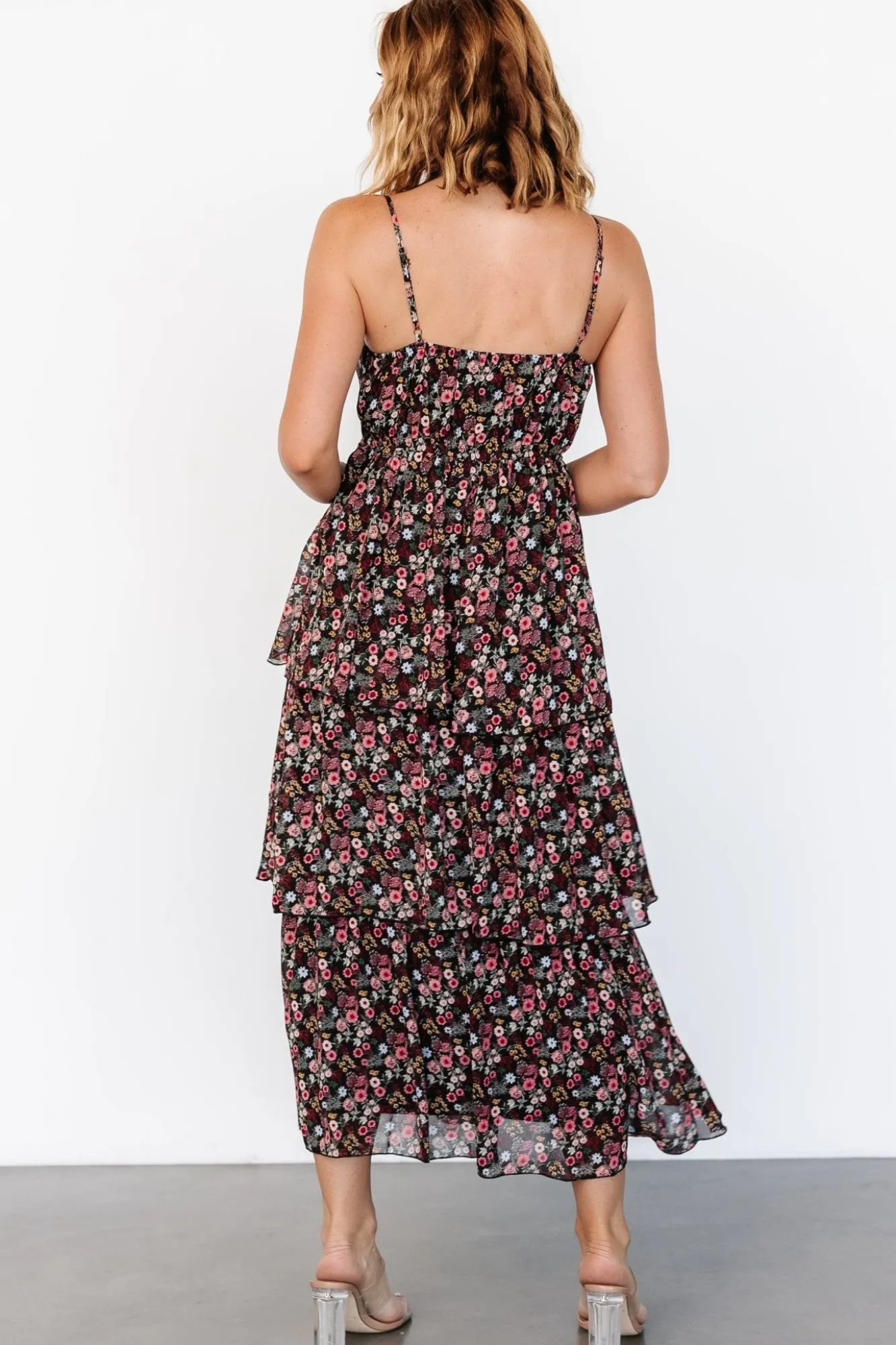 Baltic Born Caprice Tiered Dress | Black Floral