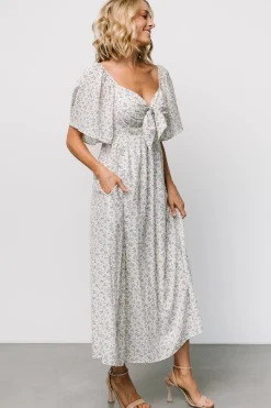 Baltic Born Carah Tie Dress | Off White + Blue Floral