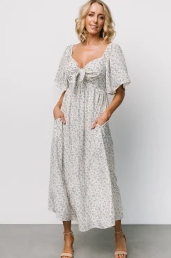 Baltic Born Carah Tie Dress | Off White + Blue Floral