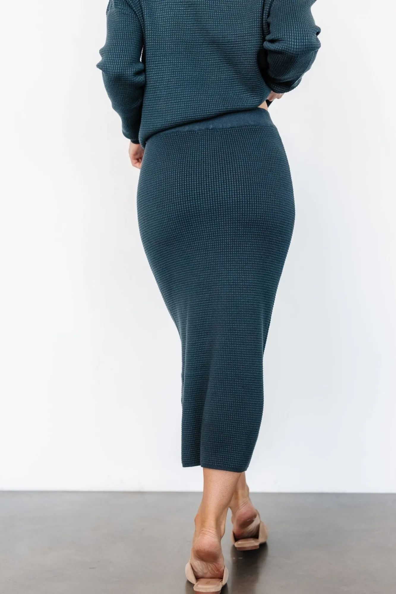 Baltic Born Carey Waffle Midi Skirt | Midnight Blue