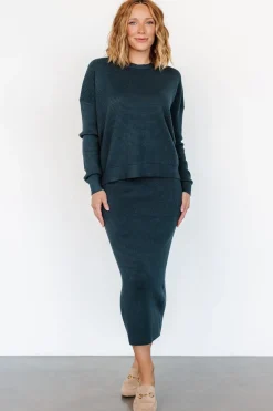 Baltic Born Carey Waffle Midi Skirt | Midnight Blue