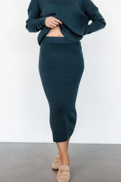 Baltic Born Carey Waffle Midi Skirt | Midnight Blue