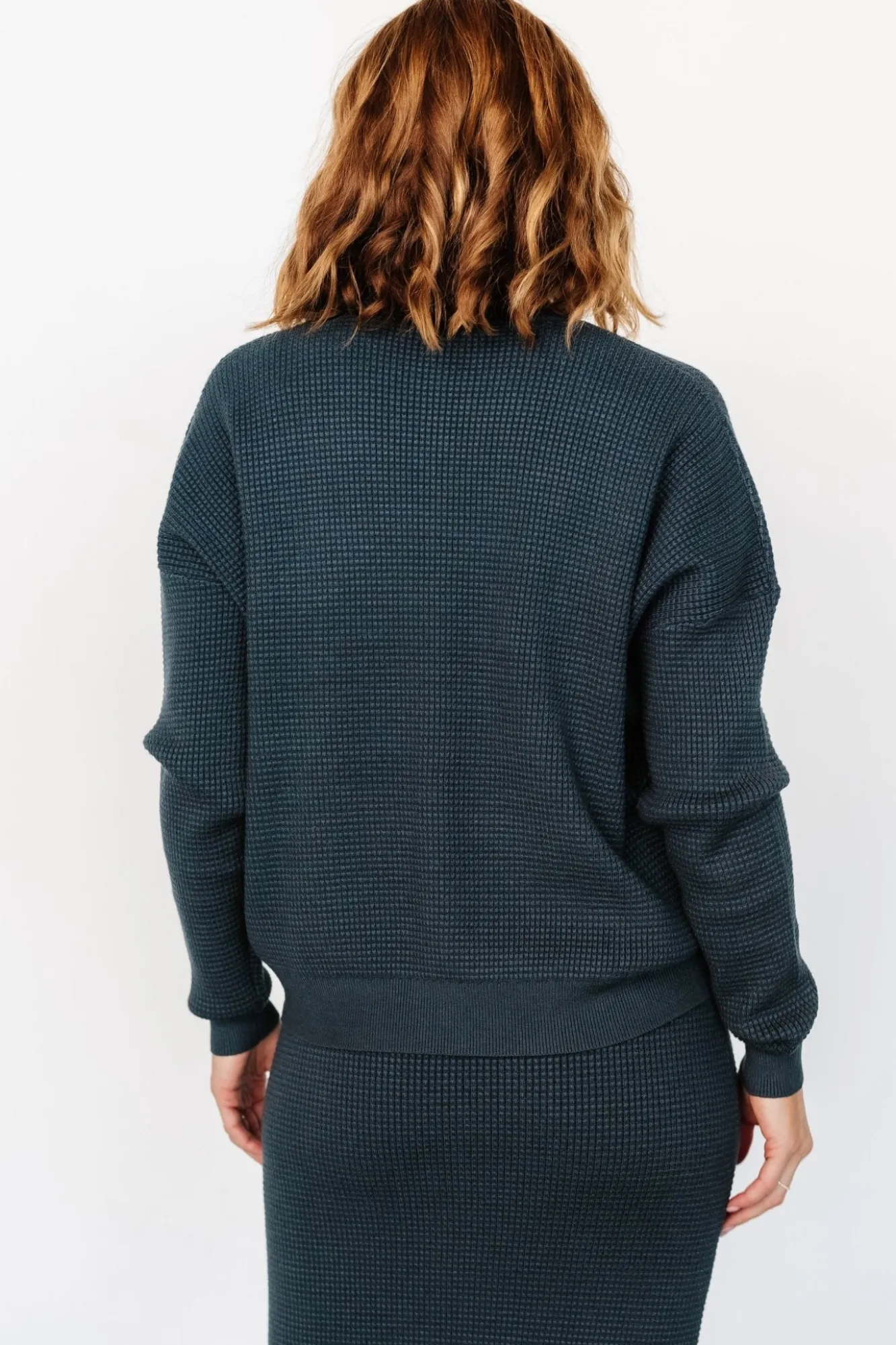 Baltic Born Carey Waffle Sweater | Midnight Blue