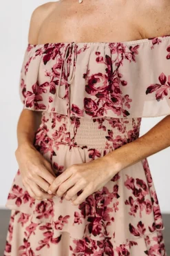 Baltic Born Carina Off Shoulder Maxi Dress | Nude + Rose