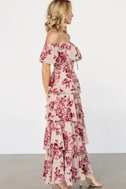 Baltic Born Carina Off Shoulder Maxi Dress | Nude + Rose